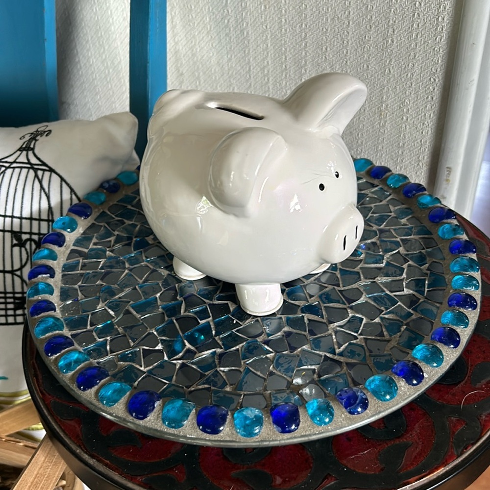 Vintage Creamy White Ceramic Piggy Bank